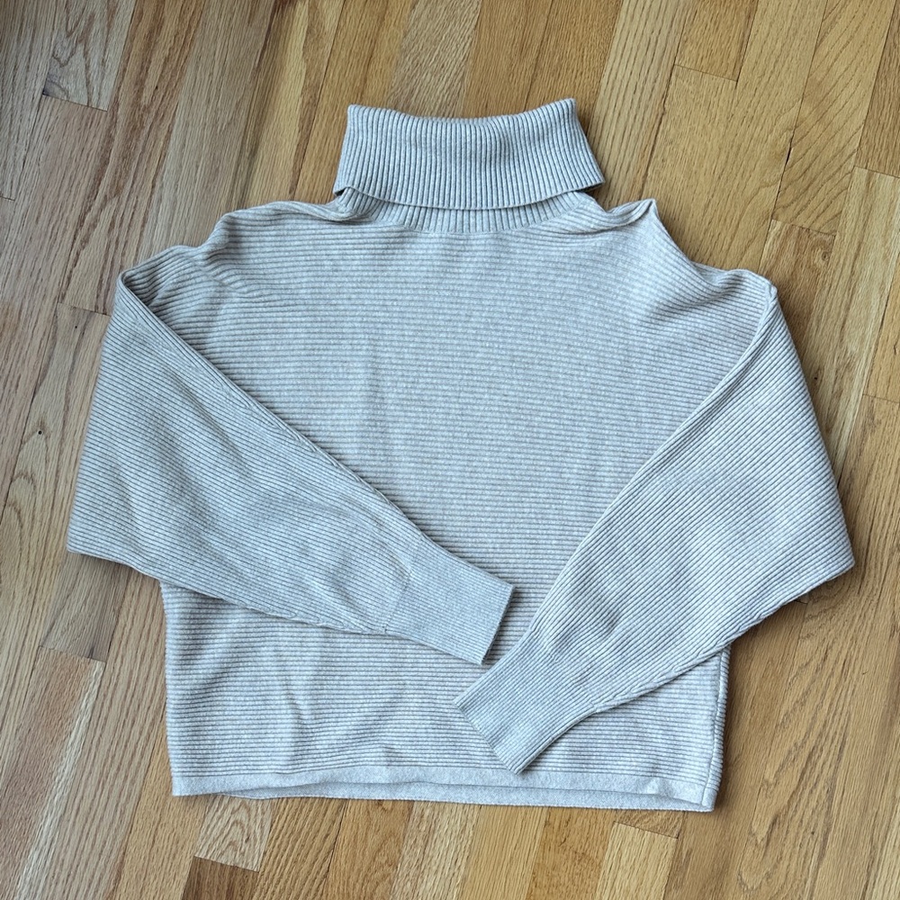 Women's Ribbed Turtleneck Sweater - Cream